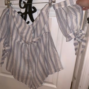 Tobi All Me striped surplice romper